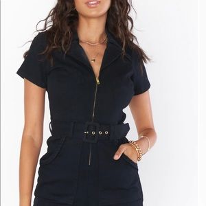 Show Me Your Mumu Outlaw Romper size small black denim
